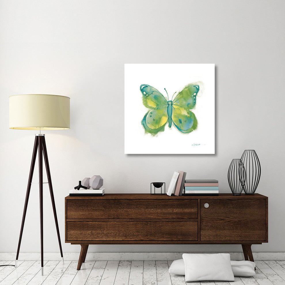 "Birdsong Garden Butterfly II on White" Paper Print by Shirley Novak, 38"x38"