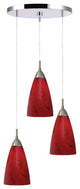 Art Glass 3-Light Multi-Light Pendant, Nova Glass, Satin Nickel