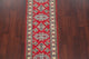Traditional Kazak Oriental Hand-Knotted Pakistani Runner Rug, Red, 6'1"X2'1"