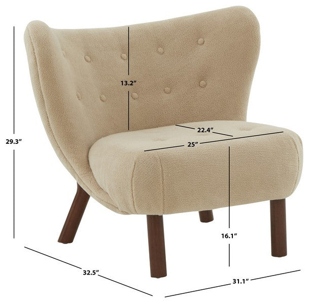 Safavieh Couture Gabriel Modern Wingback Chair Tan / Dark Brown