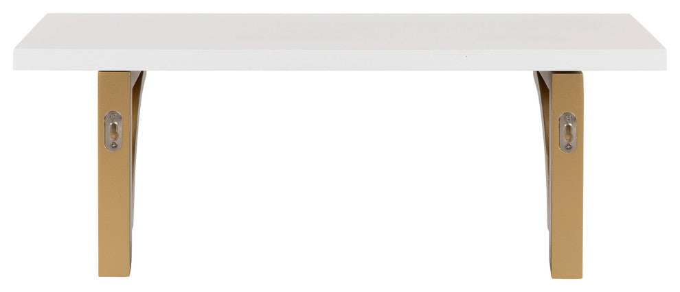 Corblynd Traditional Wood Wall Shelf, White, Gold, 24