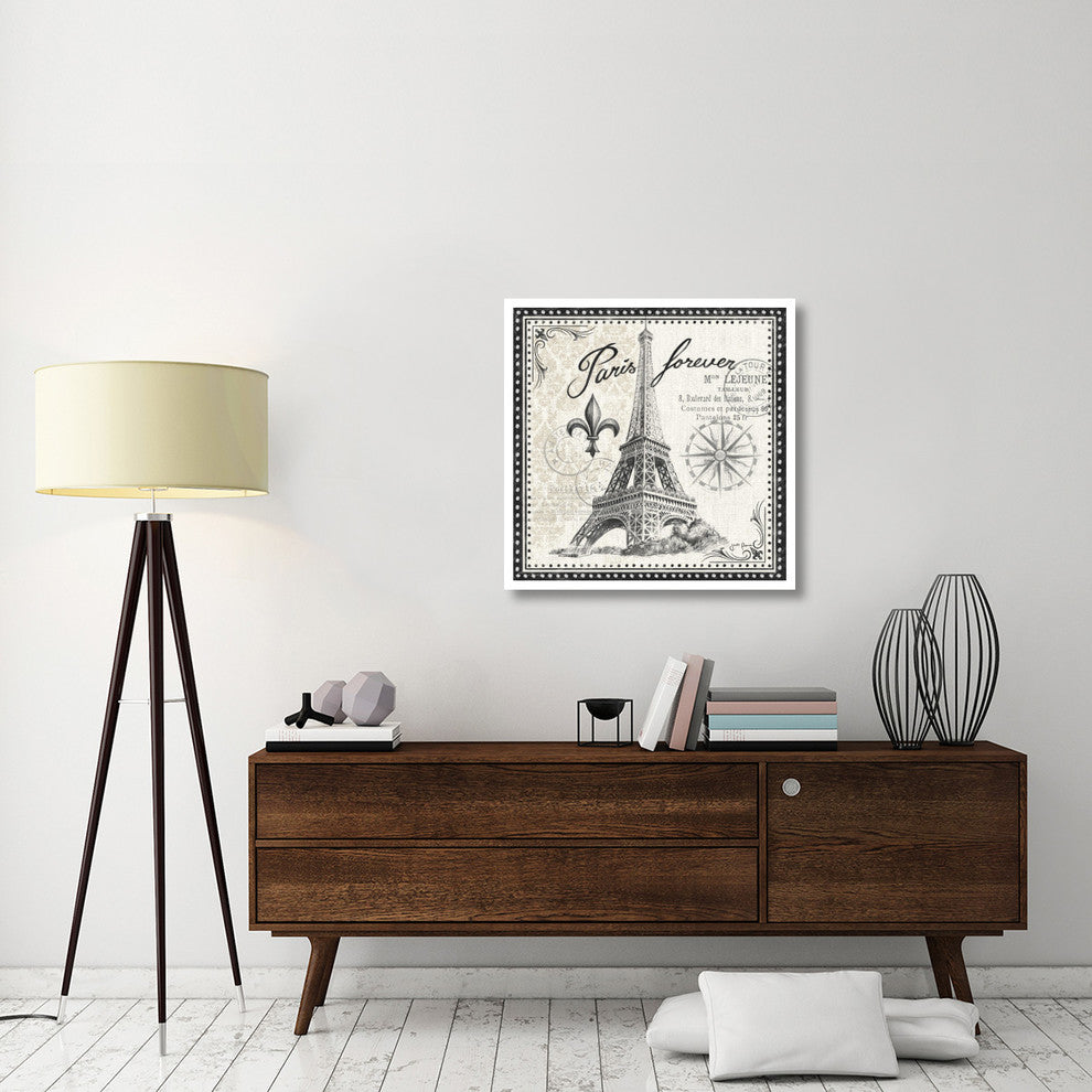 "Bonjour Paris III Dark" Digital Paper Print by Janelle Penner, 32"x32"
