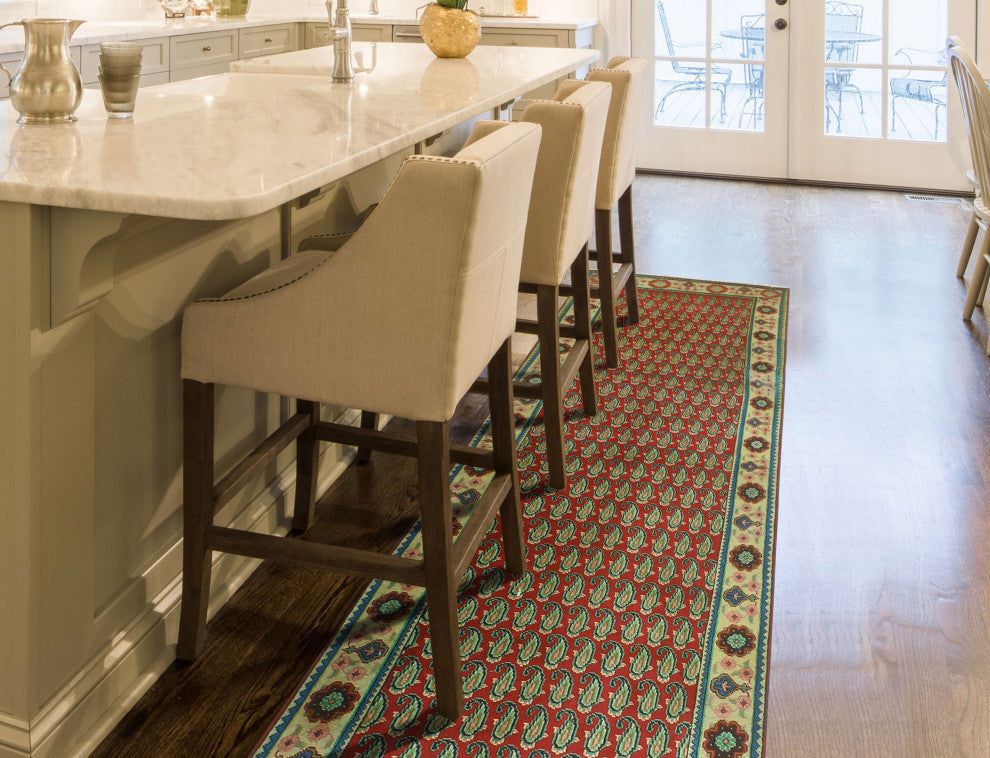 Fine Vintage Distressed Ashley Red/Beige Runner, 3'3x9'8
