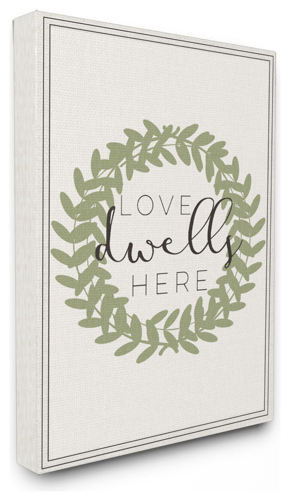 'Love Dwells Here Boxwood Wreath', Stretched Canvas, 16"x1.5"x20"