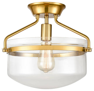 Modern Mid-Century Gold Clear Glass Ceiling Lights Brass