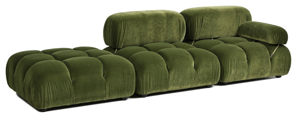 Marcel 109.5" Post-Modern Modular Chaise Sofa, Olive Green Performance Velvet