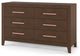 Modern Double Dresser, 6 Drawers With Soft Herringbone Pattern, Toasted Chestnut