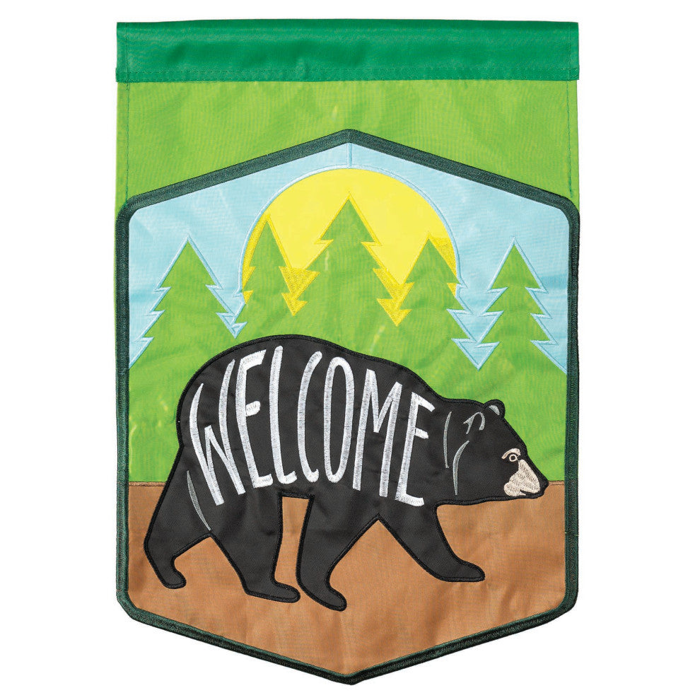 Flag  Double Applique  Welcome Black Bear Garden