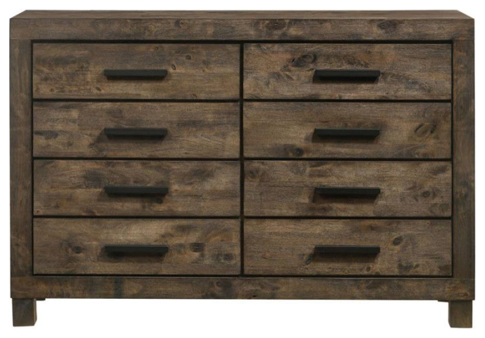 8 Drawers Wooden Dresser, Golden Brown