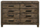 8 Drawers Wooden Dresser, Golden Brown