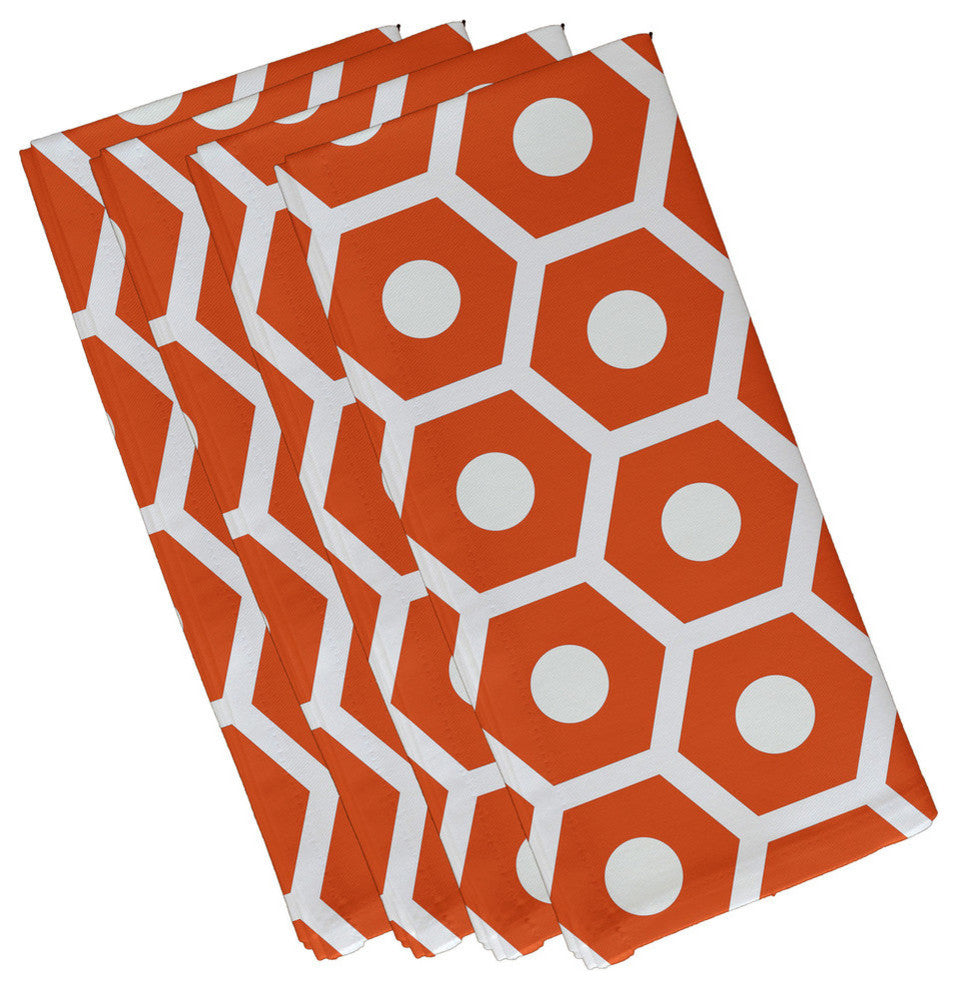 Geometric Decorative Napkin, Orange, Set of 4