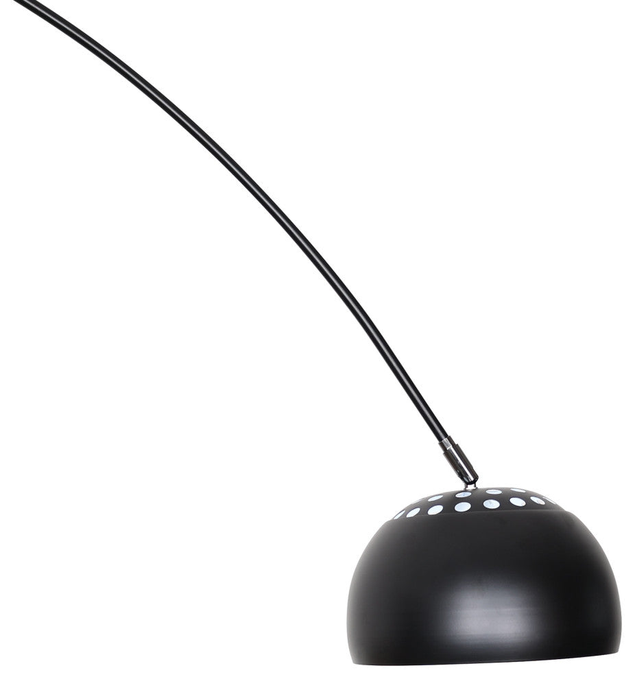Leisuremod Arco Floor Lamp With Black Marble Base and Metal Lamp Shade, Black