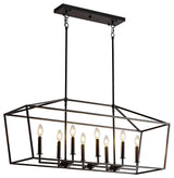 Iris 8-Light Antique Black Rectangle Candle Chandelier