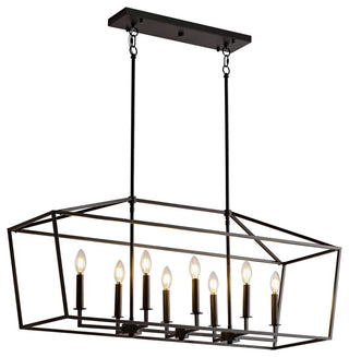 Iris 8-Light Antique Black Rectangle Candle Chandelier