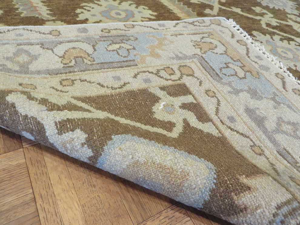 6"x9" Hand-Knotted Brown Fine Turkish Oushak Oriental Rug Vegetable Dyes