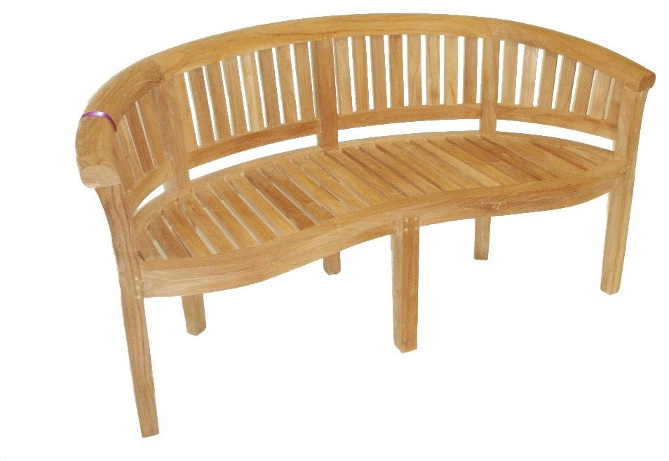 Kensington Curved Arm 3 Seater Bench, Grade A Teak