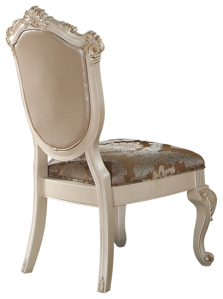 Chantelle Side Chair, Set-2, Rose Gold PU and Pearl White