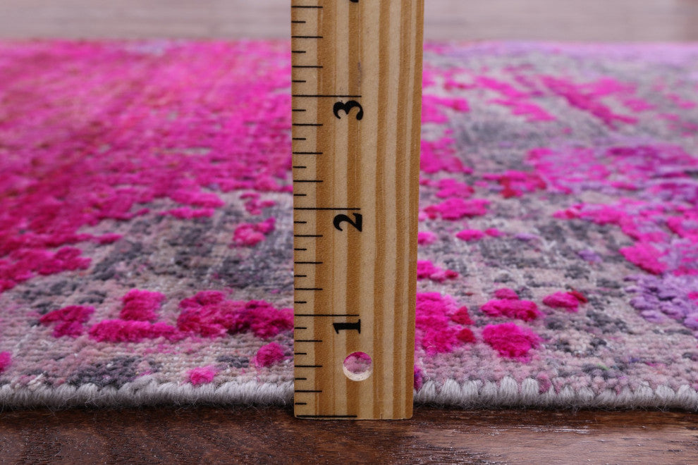 2' 6" X 12' 0" Runner Modern Wool and Silk Handmade Rug Q9085