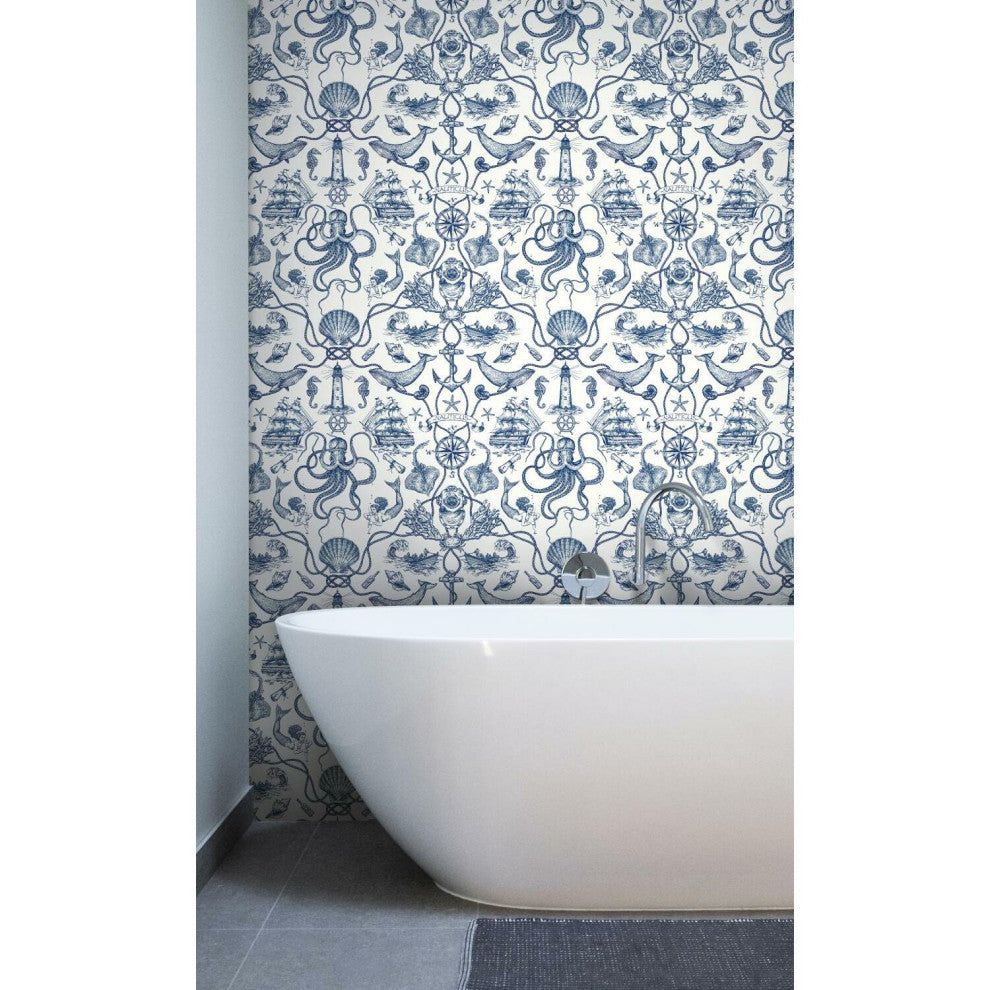 Deep Sea Toile Peel & Stick Wallpaper