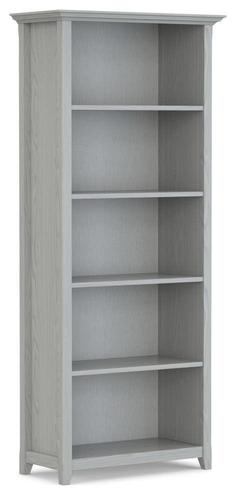 Amherst SOLID WOOD 5 Shelf Bookcase, Fog Grey