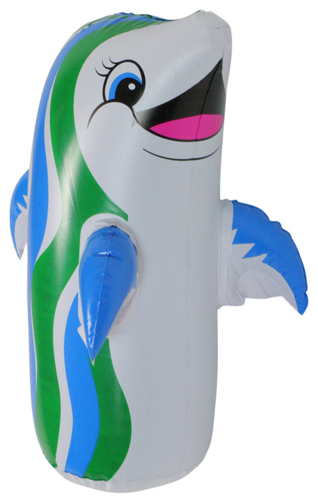 18" Inflatable White and Blue Dancing Dolphin Pool and Spa Bop Bag