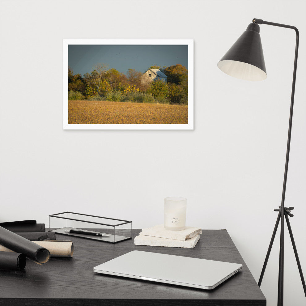 Abandoned Barn In The Trees Framed Photo Paper Wall Art Prints, White, 12" X 18"