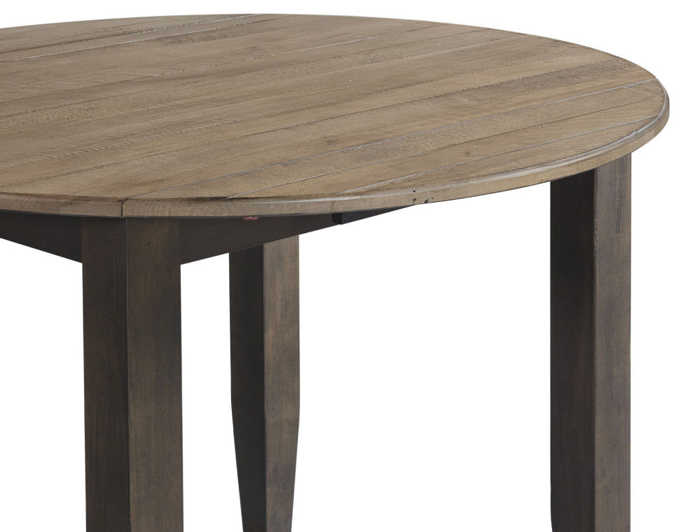 Beacon 42" Wide Round Drop Leaf Table, Black and Walnut
