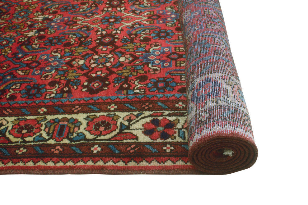 Fine Vintage Distressed Yul Red/Ivory Runner, 3'6 x 10'3