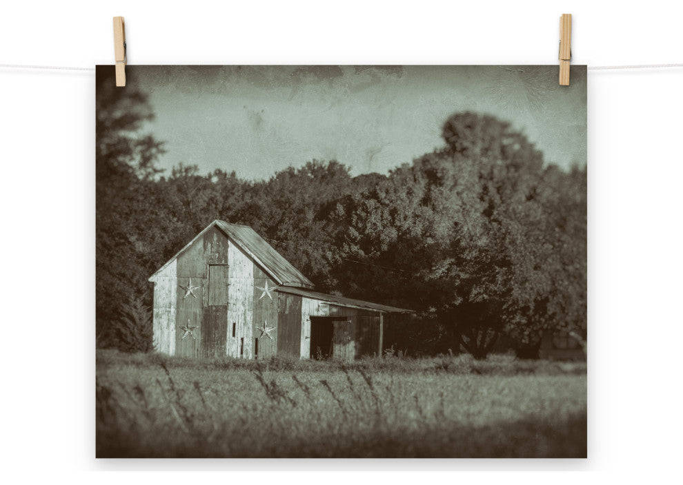 Patriotic Barn in Field Landscape Photo Unframed Wall Art Print, 16" X 20"