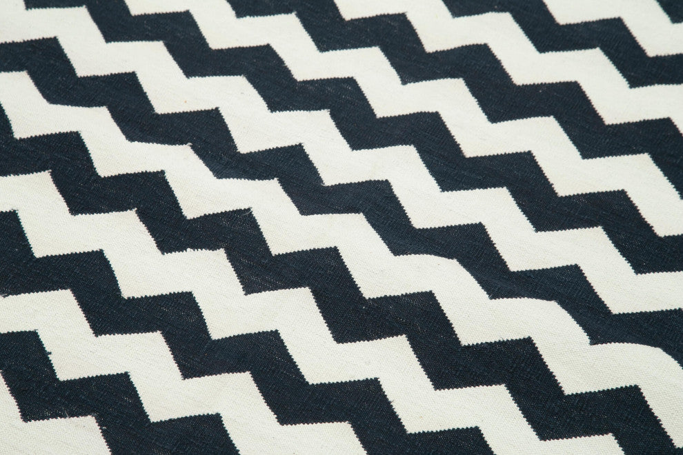 Rug N Carpet - Handmade Wool 3' 7'' x 5' 4'' Geometric Dhurrie Kilim Rug