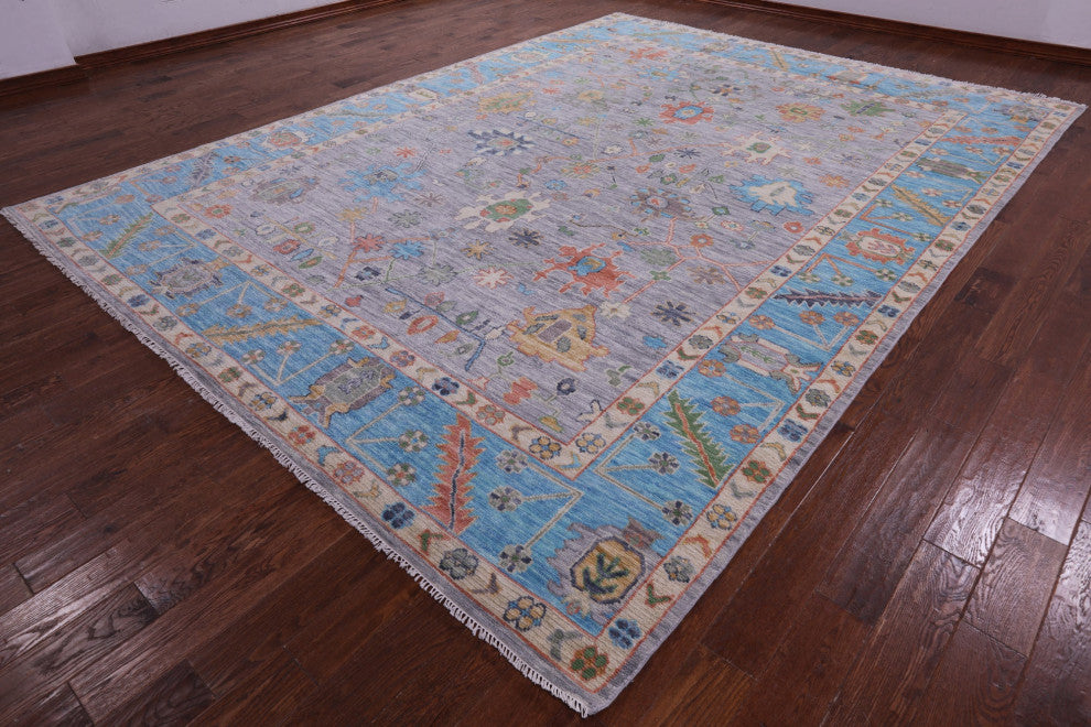 Turkish Oushak Hand-Knotted Wool Rug 10' 1" X 13' 7" - Q14942