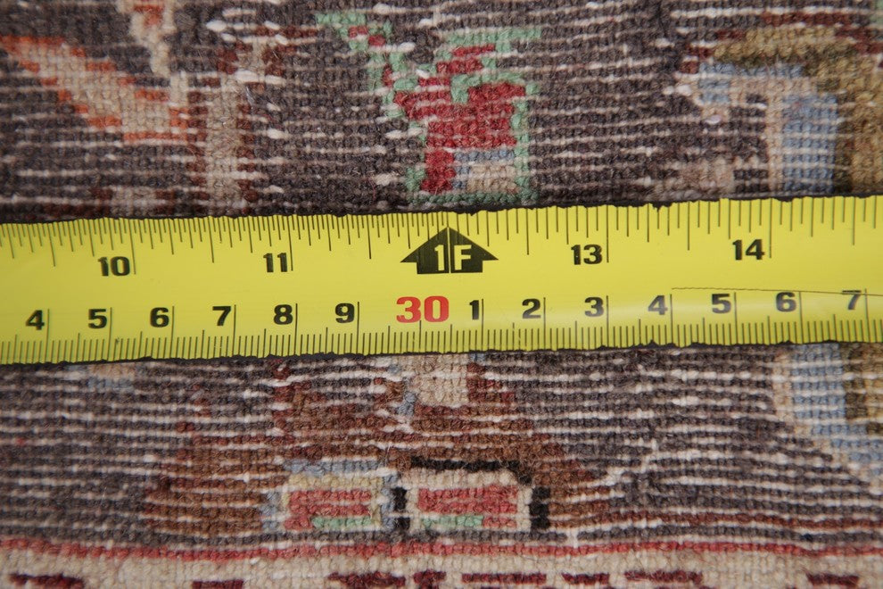 Consigned, Sultanabad Persian Hand Made Oriental Runner Rug, Brown, 9'1"X2'5"