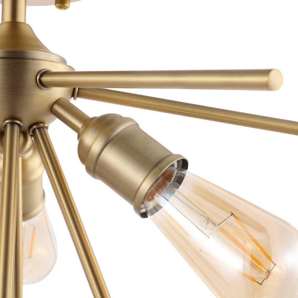 3-Light Sputnik Semi-Flush Mount Ceiling Light, Gold