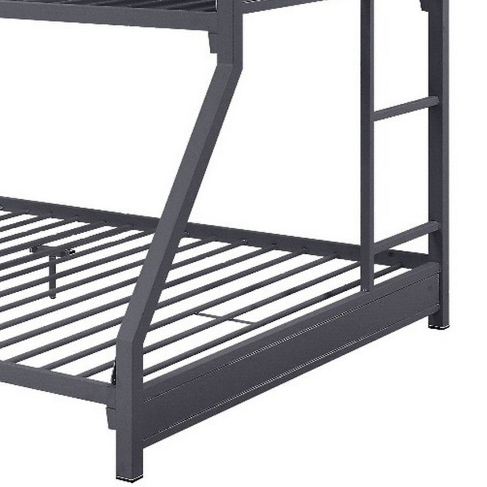 Benzara BM261750 Twin Over Twin Over Full Bunk Bed With Metal Frame, Gray