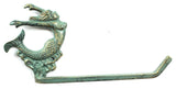 Antique Seaworn Bronze Cast Iron Decorative Arching Mermaid Toilet Paper Holder