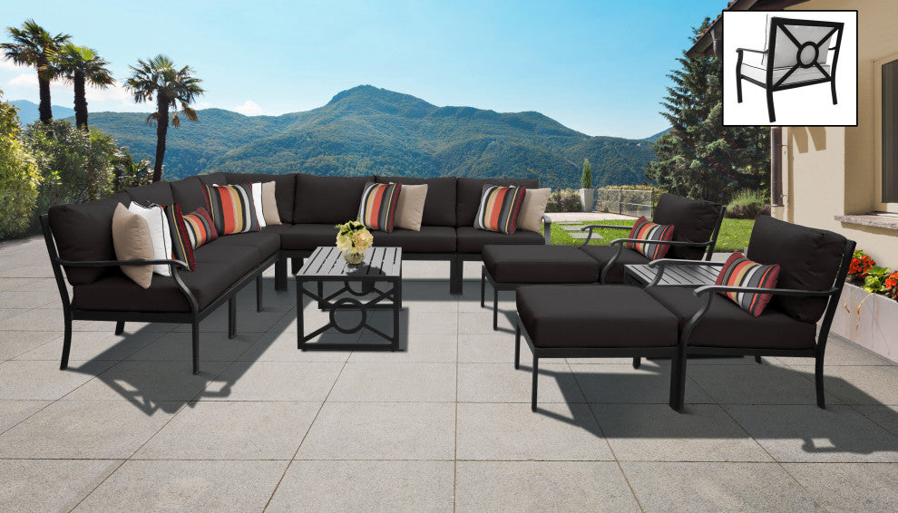 kathy ireland Madison Ave. 13 Piece Aluminum Patio Furniture Set 13a, Onyx