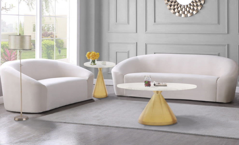Emery White Marble End Table