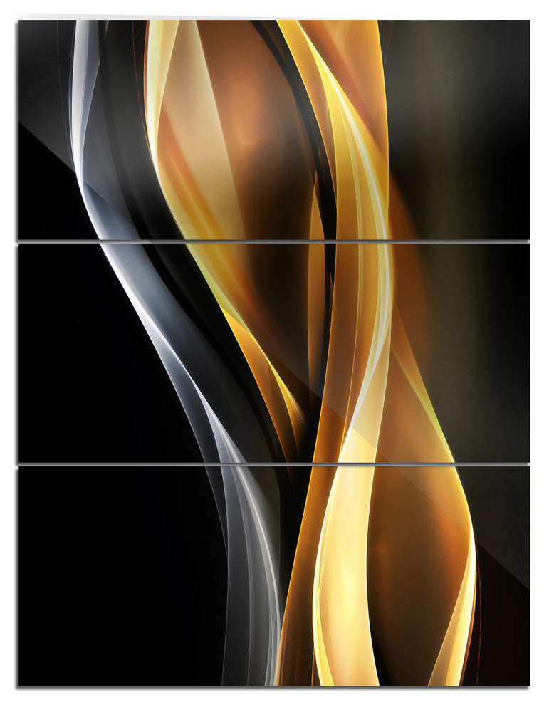 "Brown White Light Art" Digital Metal Wall Art, 3 Panels, 28"x36"