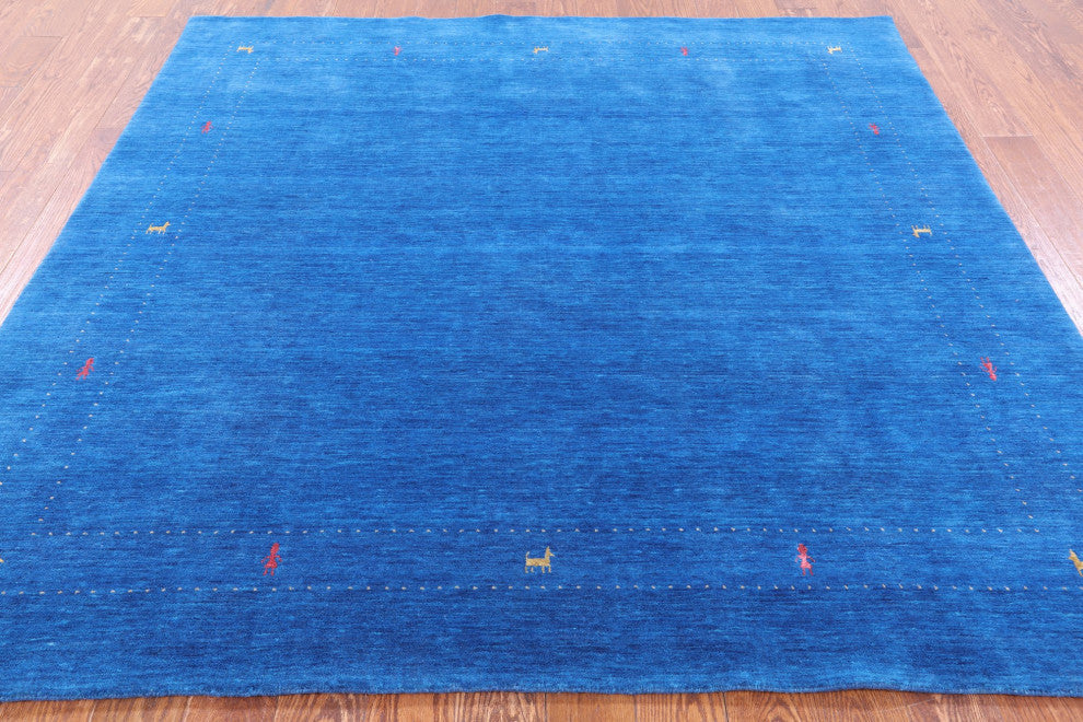 7' Square Hand Knotted Persian Gabbeh Rug Q6988