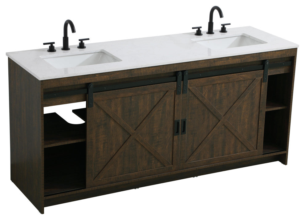 Home Living 72" Double Bathroom Vanity, Expresso