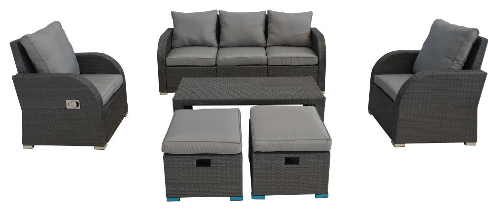 Rattan Patio Sofa Set Water Resistance Outdoor Chairs Set, Gray