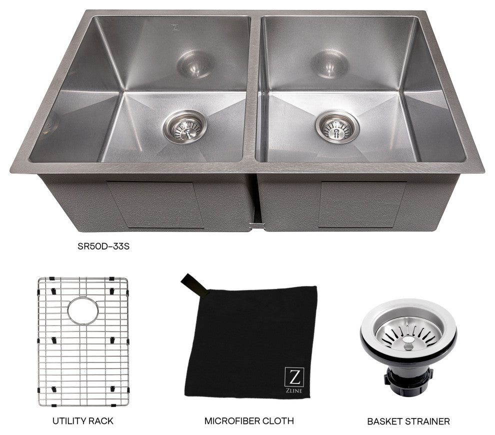 33" Anton Undermount Kitchen Sink  Fingerprint Resistant Stainless Steel