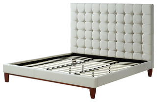 Baldwin Button Tufted Platform Bed, Off White, King
