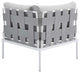 Lounge Sectional Sofa Chair Table Set, Sunbrella, Aluminum, Gray, Outdoor