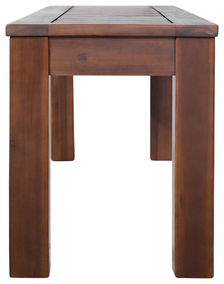 Ebany Outdoor Acacia Wood Dining Bench (Set of 2), Dark Brown