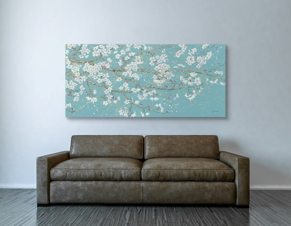 Epic Graffiti "April Breeze I TEAL" Giclee Canvas Wall Art, 30"x60"