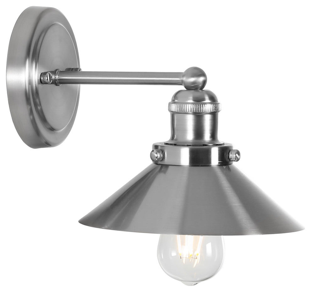 June Metal Shade Sconce, Nickel, 1-Light