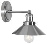 June Metal Shade Sconce, Nickel, 1-Light