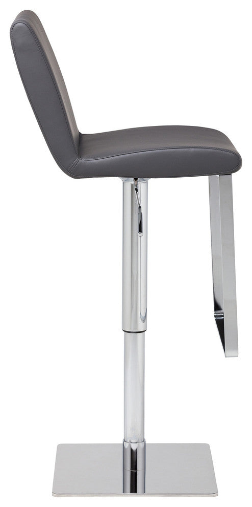 Lewis Adjustable Stool, Seat: Gray, Base: Brushed, Material: Naugahyde