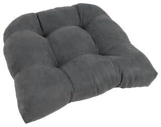 19" U-Shaped Micro Suede Tufted Dining Chair Cushion, Steel Gray